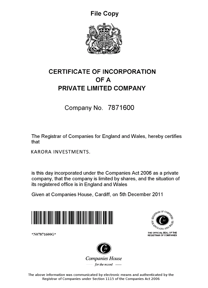 Certificate